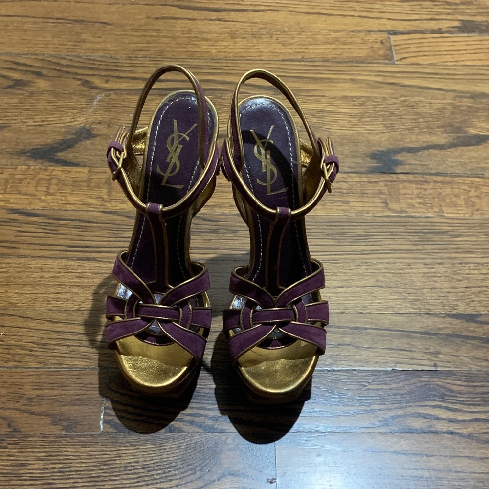 Yves Saint Laurent Purple and Gold Heels